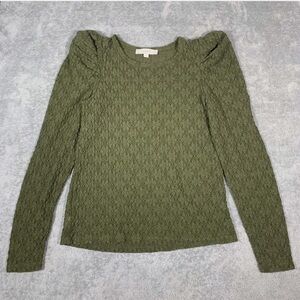 LOFT Women's Olive Green Textured Blouse